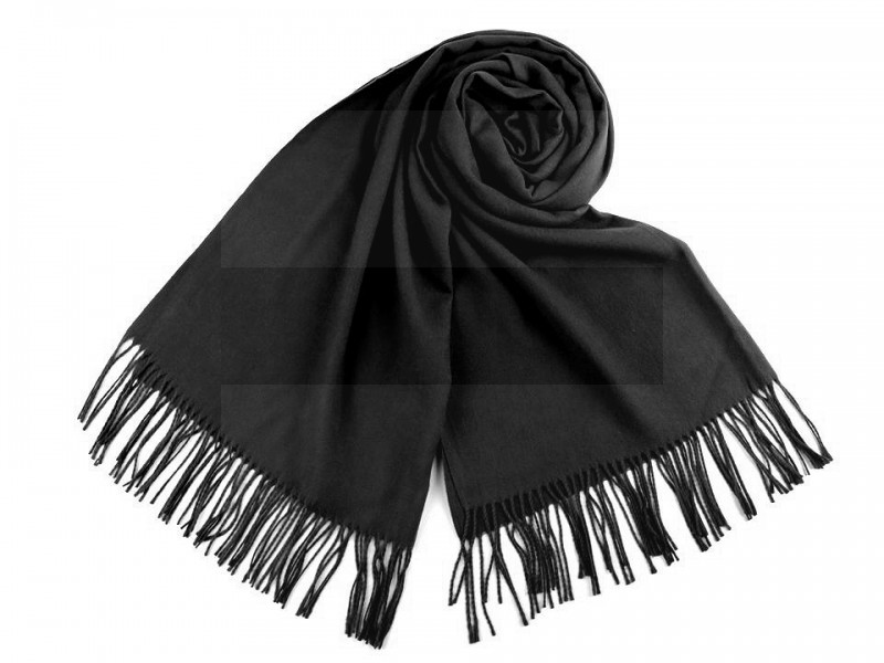 Pashmina típusú sál rojtokkal - Fekete Női divatkendő és sál