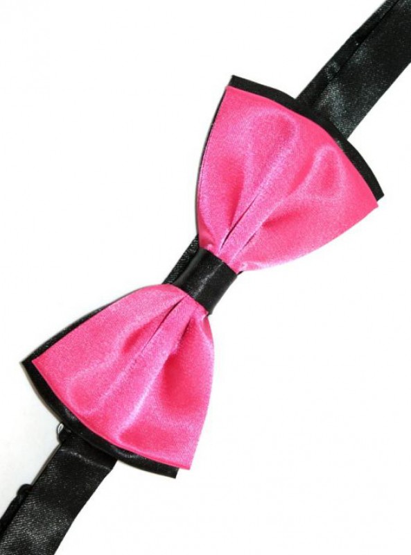 Gyerek szatén csokornyakkendő - Fekete-pink Csokornyakkendő