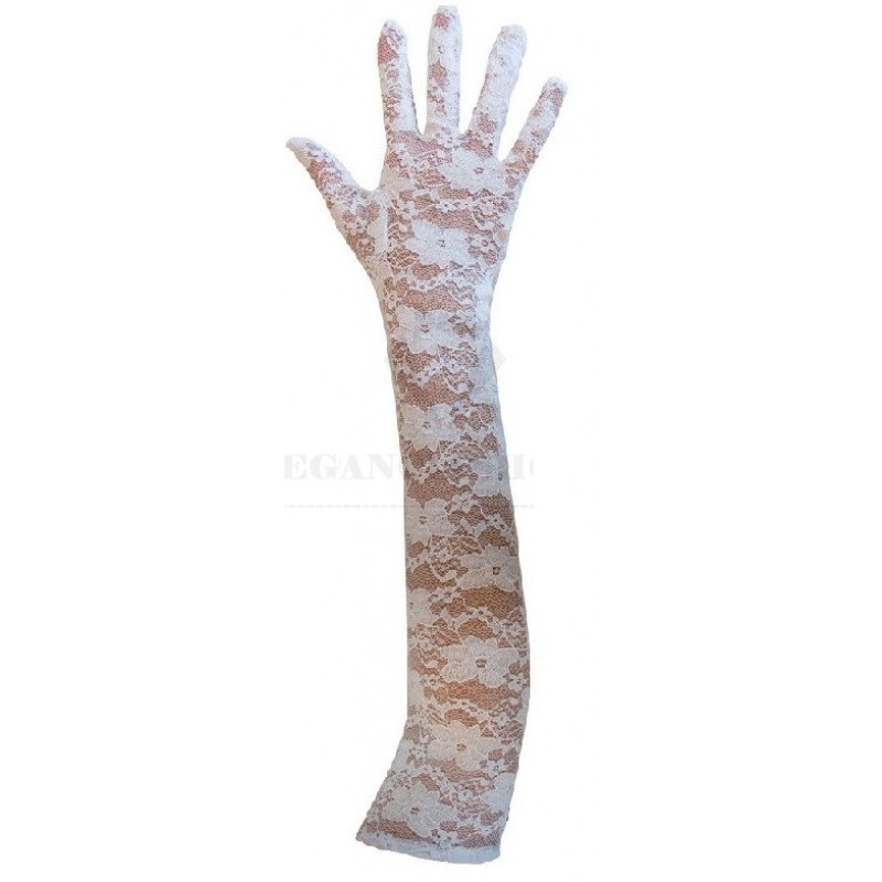   Hosszú alkalmi csipkekesztyű 45 cm - Fehér