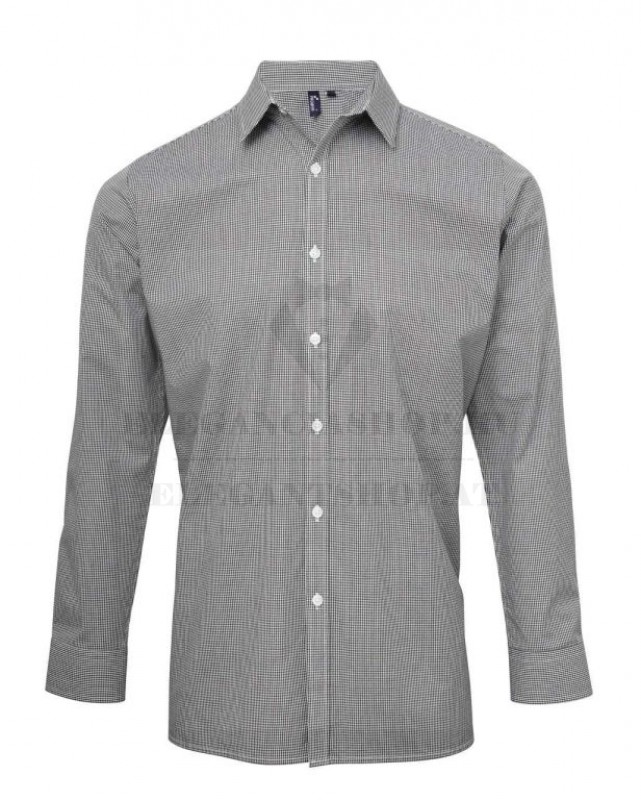 GINGHAM 100% pamut comfort fit h.u férfi ing Fehér-fekete kockás Normál fazon