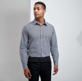 GINGHAM 100% pamut comfort fit h.u férfi ing Fehér-fekete kockás Normál fazon