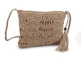                                     Horgolt raffia táska cipzár zárral Női táska, pénztárca, öv