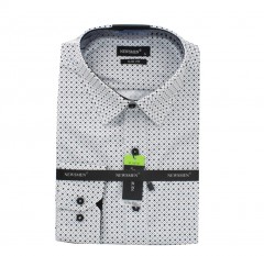             NM h.u slim fit elasztikus ing - Fehér-fekete mintás Mintás ing