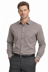                              NM h.u normál fit elasztikus ing - Barna mintás Normál fazon