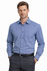                              NM h.u normál fit elasztikus ing - Kék mintás Normál fazon
